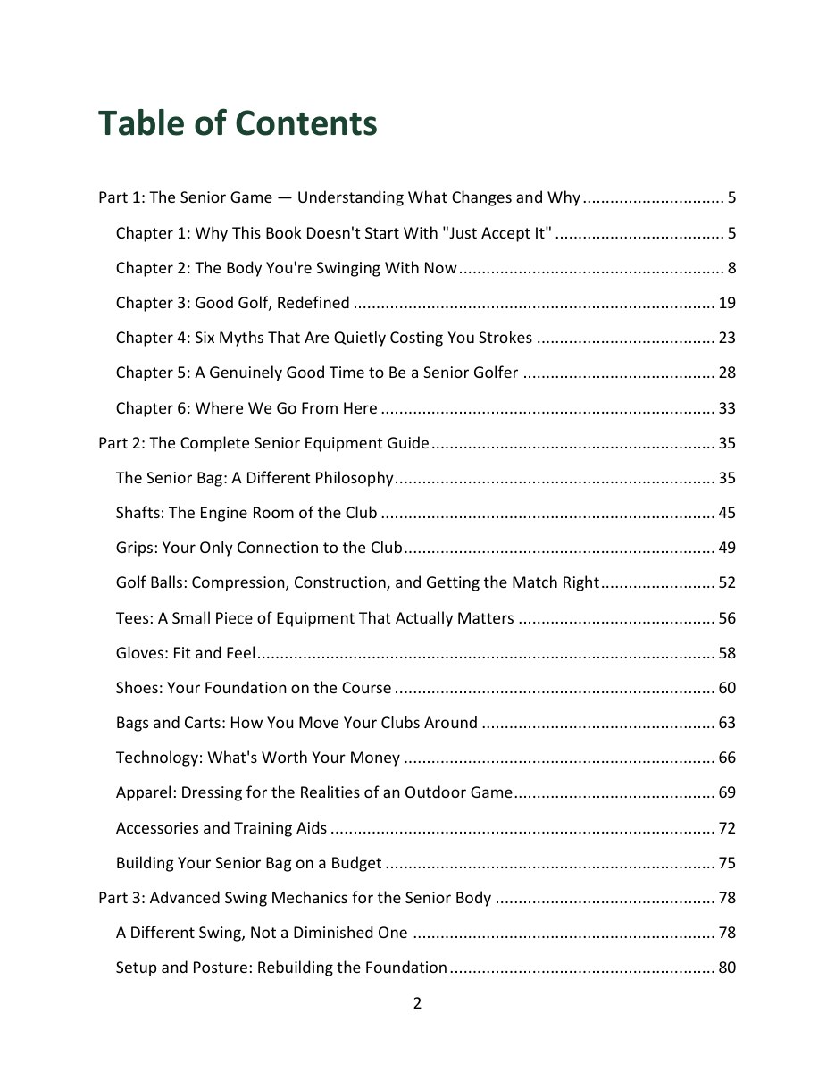 Table of contents page
